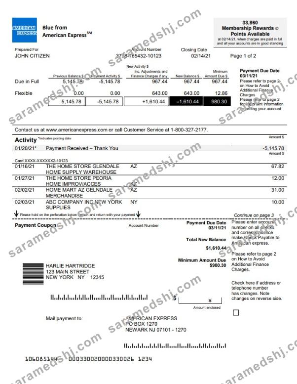 USA New York American Express Blue